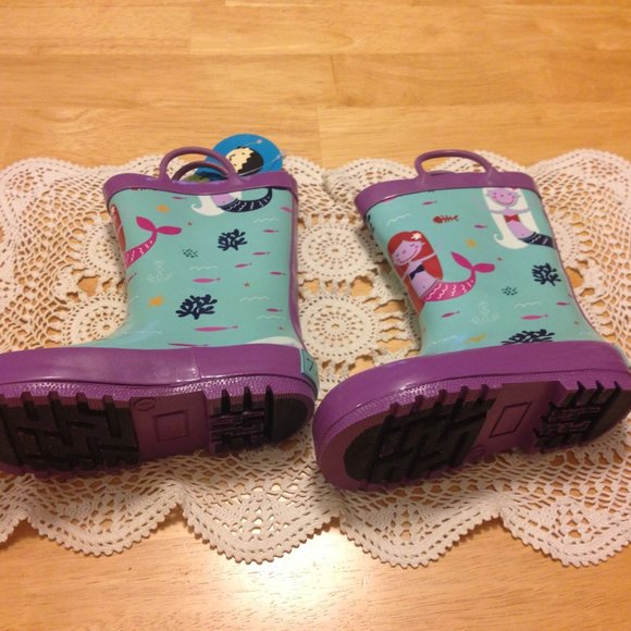 Mermaid Rain Boots by Timbee Purple Teal Size 7 NWT - Picture 1 of 10